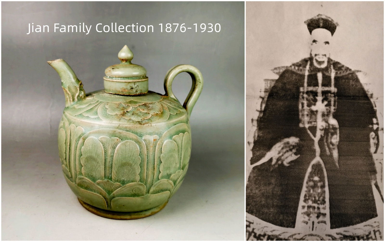 Chinese yaozhou-yao celadon glazed porcelain teapot: Chinese yaozhou-yao celadon glazed porcelain teapot, with AI detectionApprox. H 19 x W 15.5 cm(H 7.48 x W 6.1 inches)Provenance: Property from the private Jian family collection. Chengrong Jian