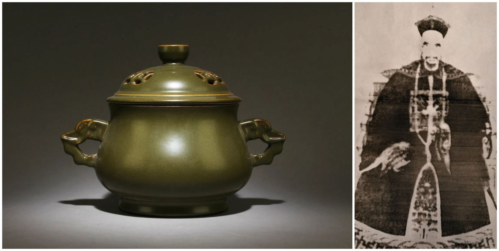 Chinese tea-glazed double eared incense burner with lid: Chinese tea-glazed double eared incense burner with lid, with AI detectionApprox. H 20 x W 18.5 cm (H 7.88 x W 7.28 inches)Provenance: Property from the private Jian family collection. Chengrong Jian