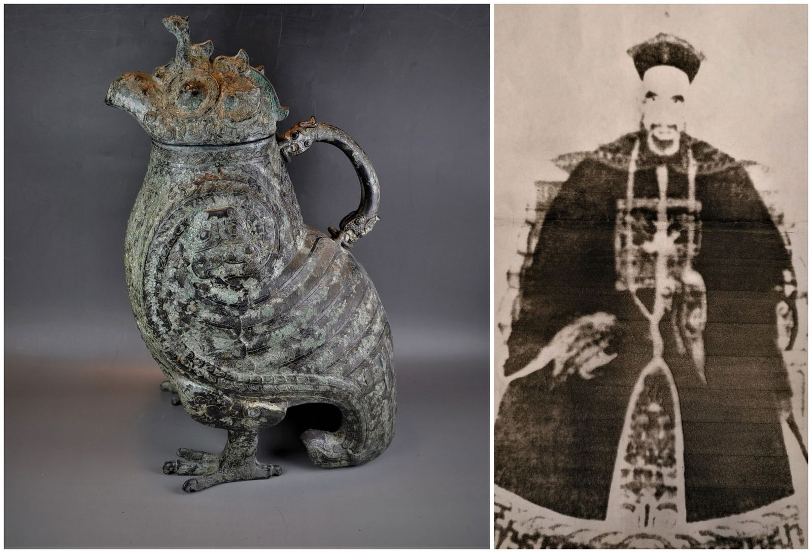 Chinese bronze bird zun: Chinese bronze bird zunApprox. H 41 x W 24cm(H 16.14 x W 9.45 inches)Provenance: Property from the private Jian family collection. Chengrong Jian (1856-1936) donated fourth rank official i n the twent