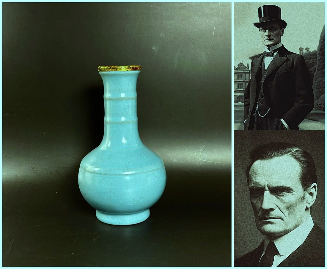 Chinese celadon glazed porcelain vase: Chinese celadon glazed porcelain vase, with AI detection Approx. H 17.5 x W 9 cm(H 6.89 x W 3.54 inches)Provenance: Property from the family heritage of Laternal (1895-1979), a wealthy real estate