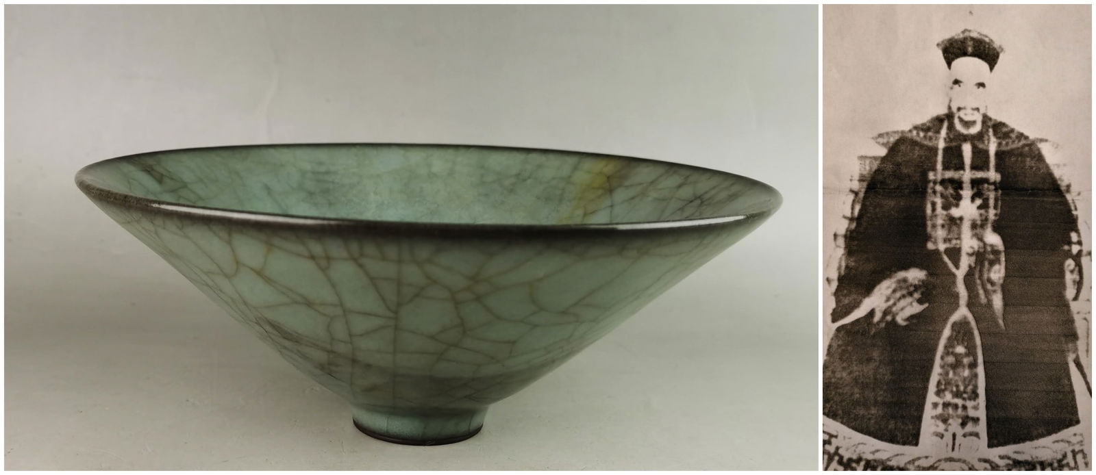 Chinese guan-yao porcelain bowl: Chinese guan-yao porcelain bowl Approx. H 6.5 x W 16.5 cm(H 2.56 x W 6.5 inches)Provenance: Property from the private Jian family collection. Chengrong Jian (1856-1936) donated fourth rank official i