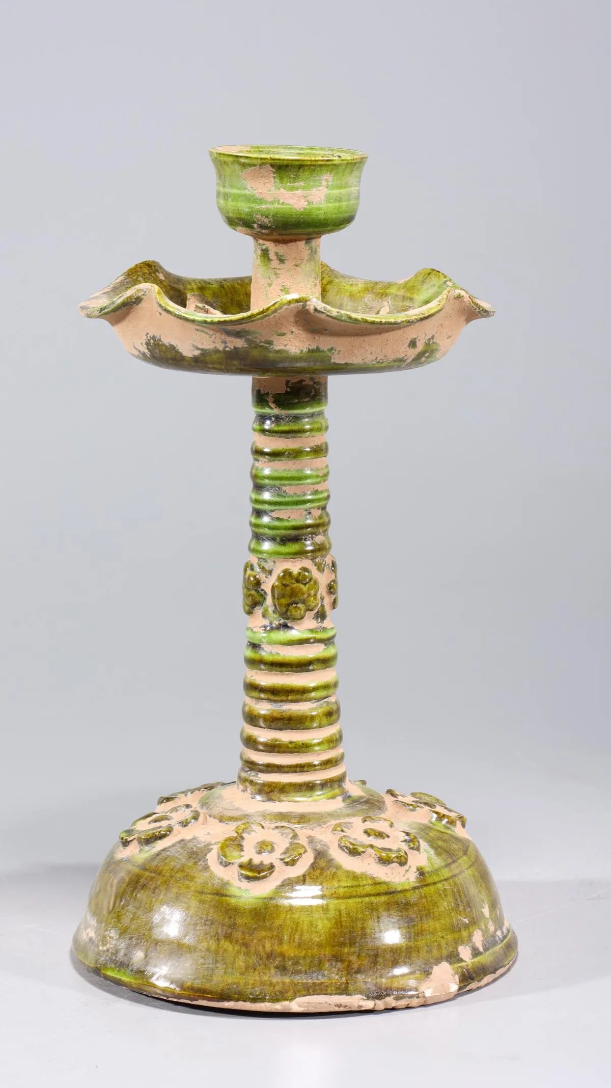 Chinese green glazed porcelain ceramic candlestick (1 of 5)