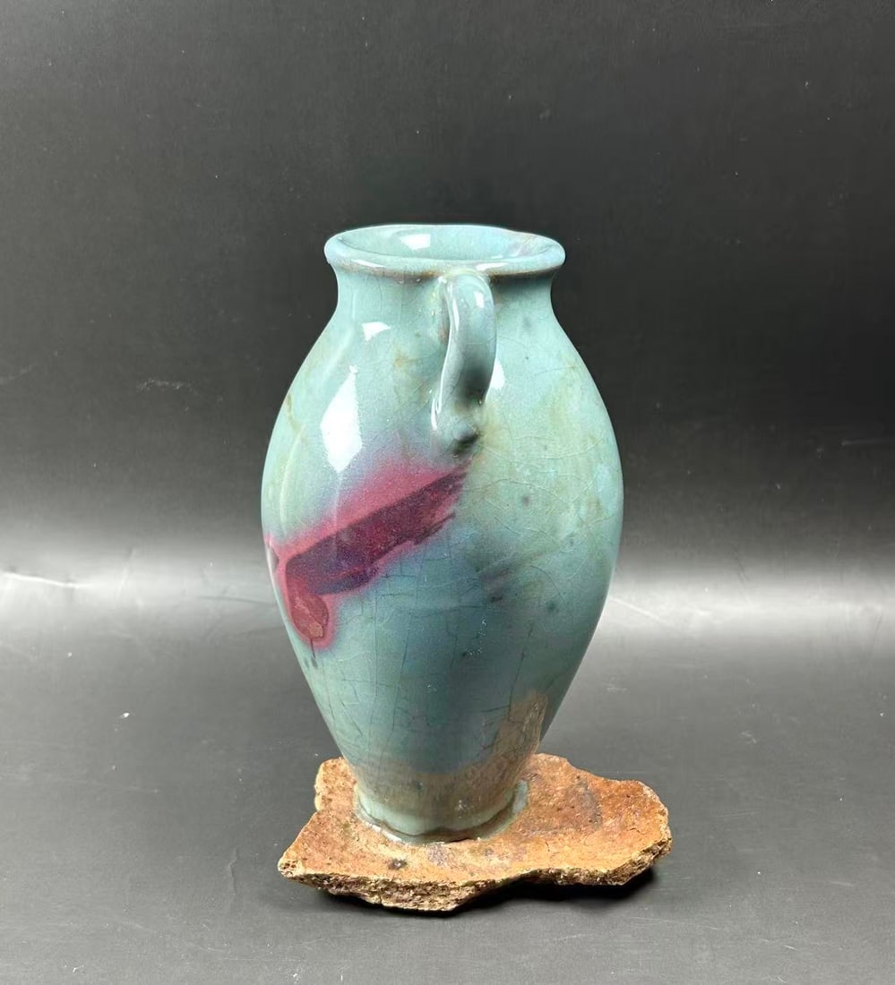Chinese jun ware double eared vase - 3