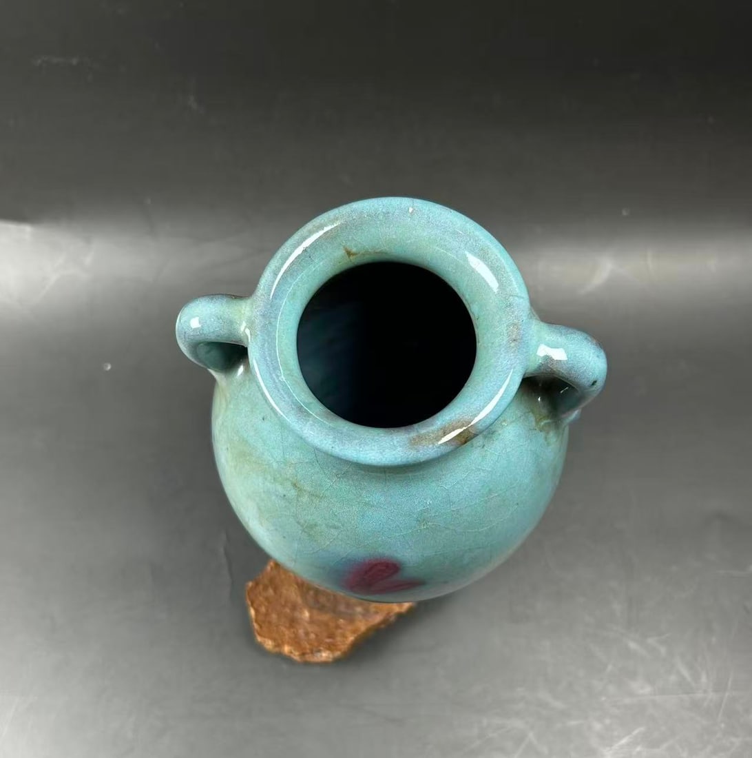 Chinese jun ware double eared vase - 4