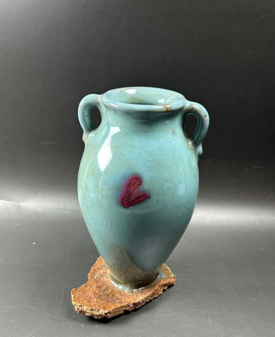 Chinese jun ware double eared vase - 5