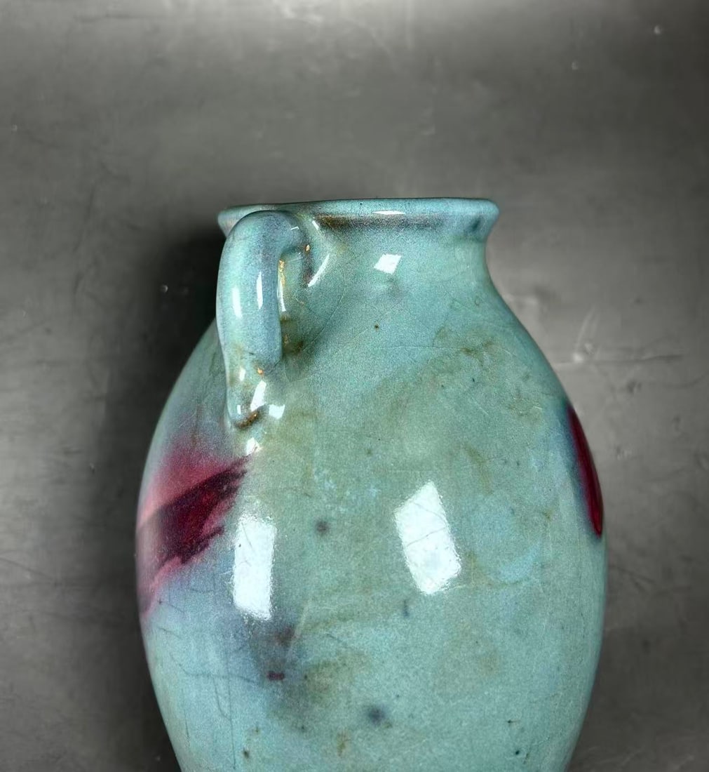Chinese jun ware double eared vase - 7