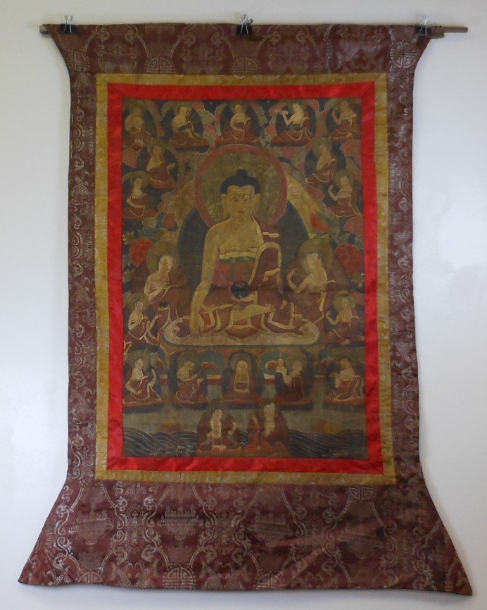 Antique sino-tibetan painted tangka (1 of 4)