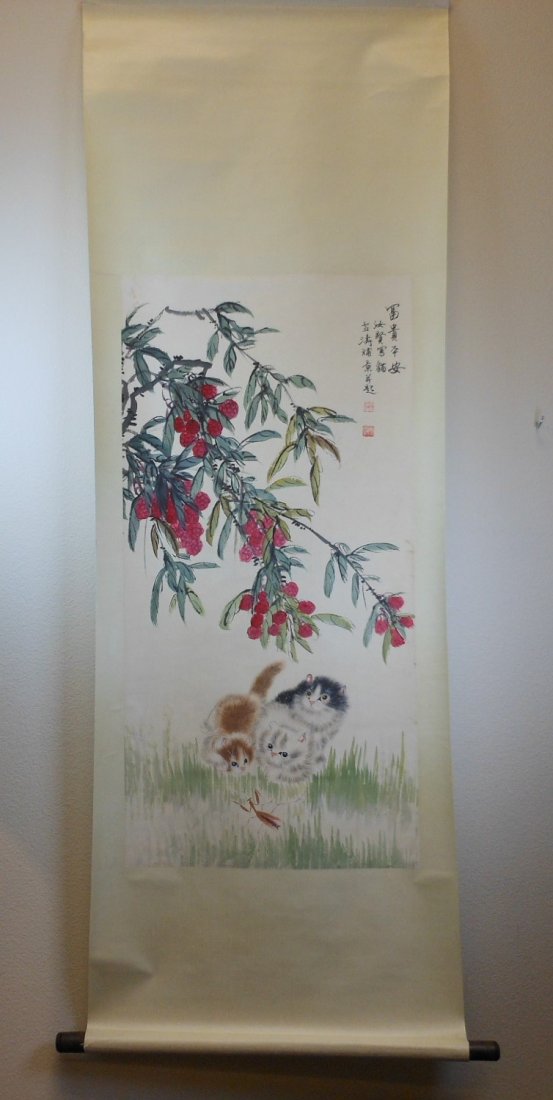 A Chinese color painting paper scroll (1 of 5)