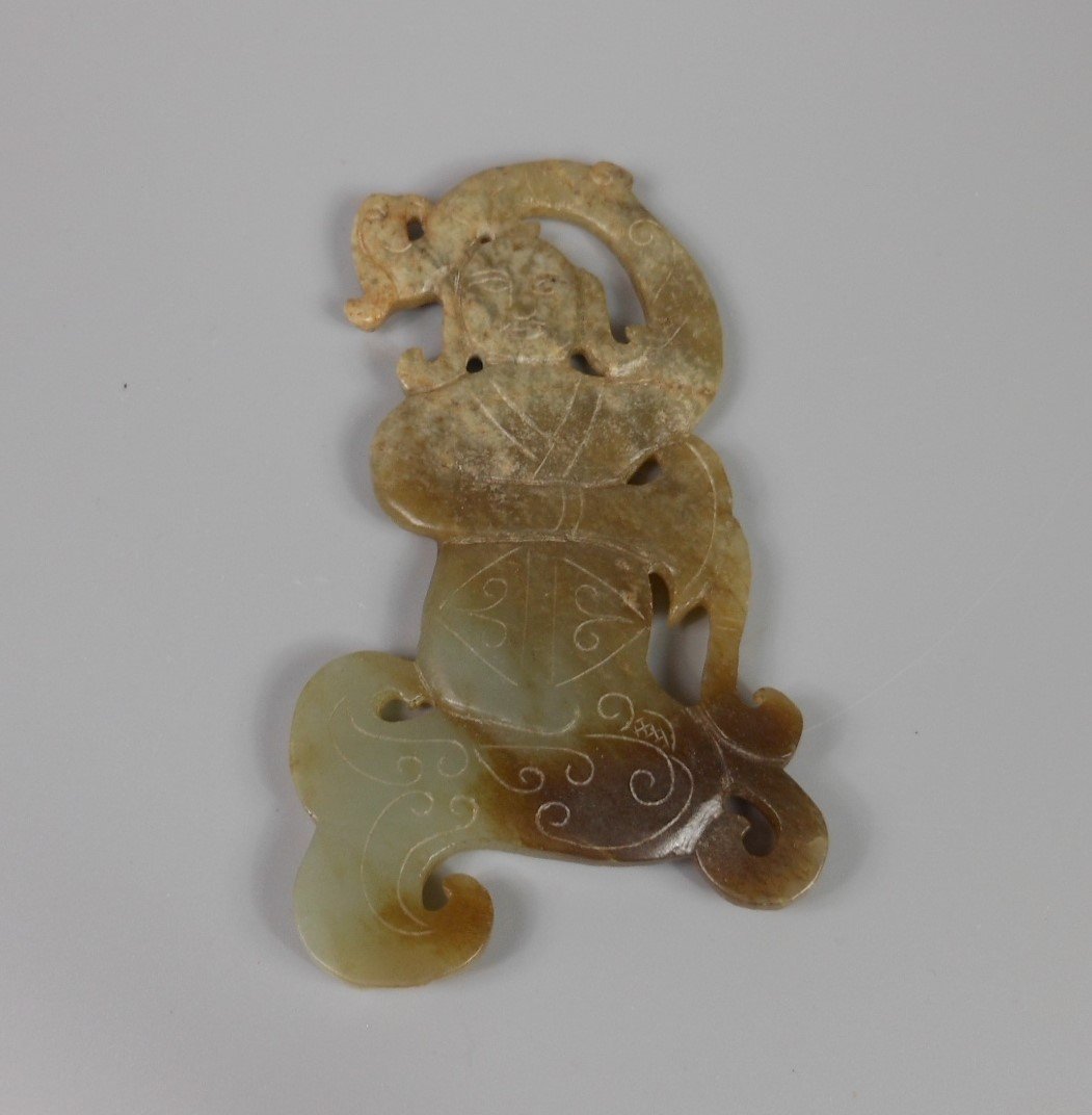 A Chinese antique jade carved figure (1 of 6)