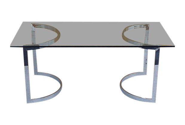 Mid-century Milo Baughman Style Chrome Dining Table (1 of 8)