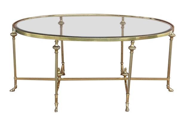 Neo-Classical Oval Brass Coffee Table (1 of 8)