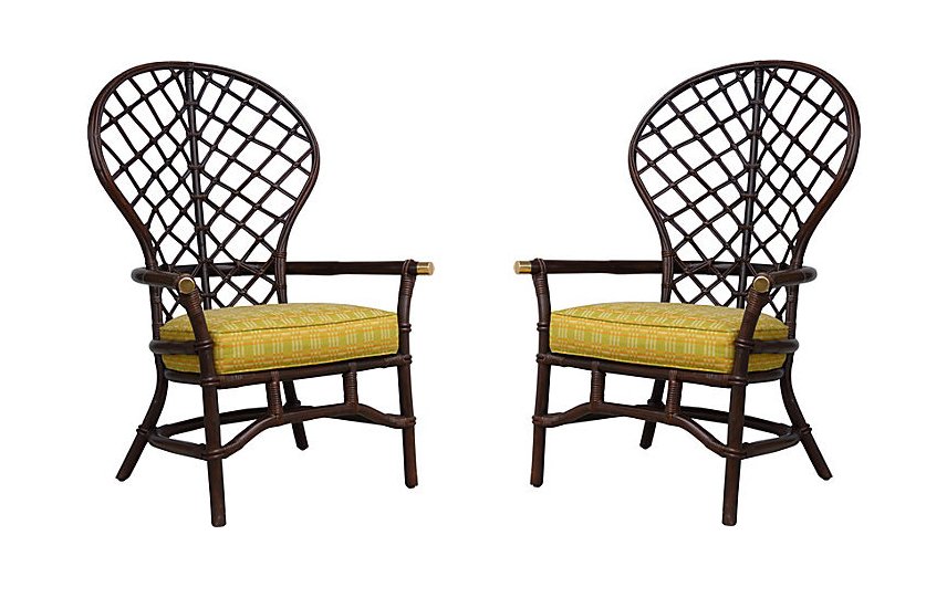 Rattan Chairs Attr. to McGuire, S/2 (1 of 10)