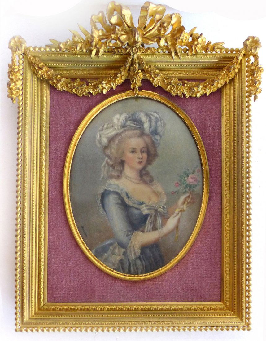 Antique Dore Bronze Frame & Miniature Painting (1 of 6)