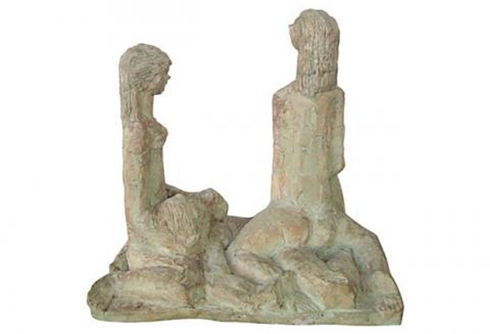 Mid-century Modern Bacchanale Sculpture by Chuck Dodson: Erotic figural group depicting a Roman Bacchanale by Florida artist Dotson. In excellent vintage condition. Dotson was an exhibitor at the renowned Grove House Studios in Coconut Grove, FL. He gained