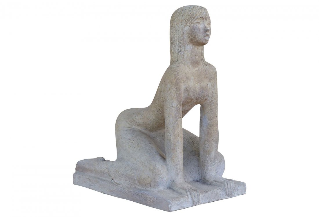 Mid-century Modern Sculpture Of A Woman By Chuck Dodson: Original sculpture of partially dressed woman by Florida artist Chuck Dodson who was a resident artist at the renowned Grove House Studios in Coconut Grove, Florida. Dodson's career spanned between th