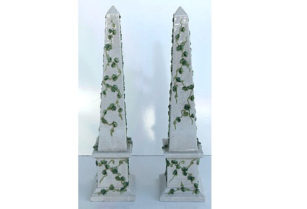 Crackle Glazed pair of Chinese Obelisks (1 of 7)
