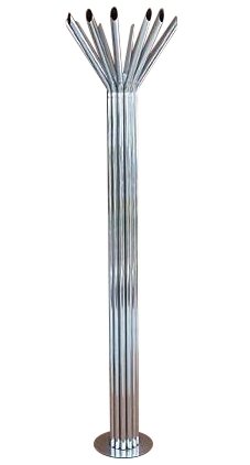 Mid-Century Modern Chrome Tubular Floor Lamp by Kovacs: Mid-century modern floor lamp with unique tubular design on weighted base. Unmarked but attributed to George Kovacs c1970. Original wiring in working condition with chrome foot switch, has one standar