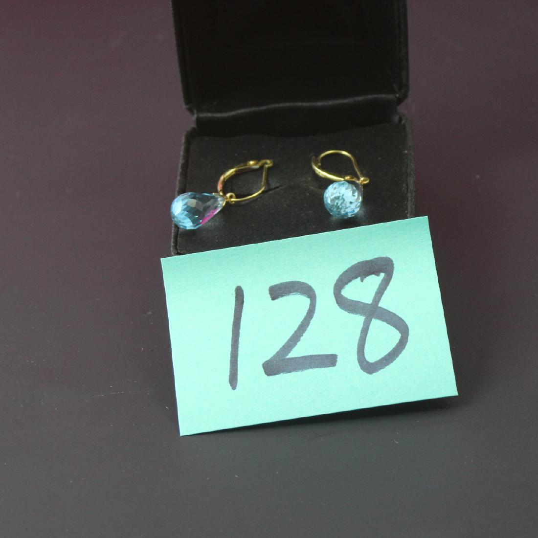 14K Yellow Gold Light Blue Teardrop Earrings (1 of 2)