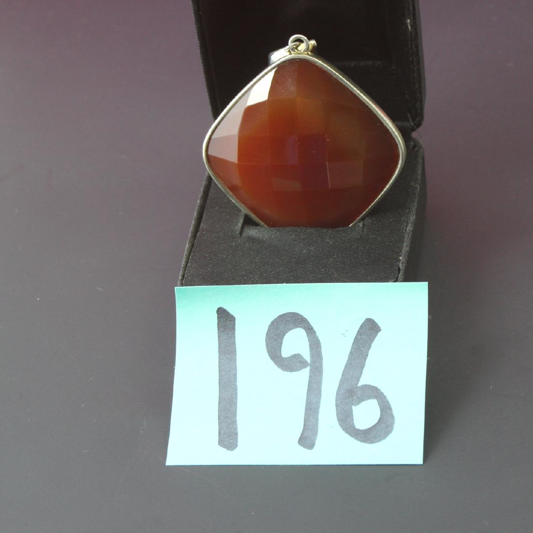Large Carnelian Gemstone Pendant Sterling Silver: Marked 925 WK, 2 1/2â€ long x 1 3/4â€ wide