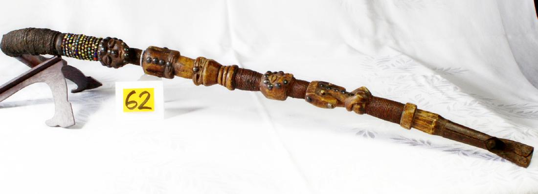 Carved African Cane Walking Ancestor Stick Colored (1 of 2)