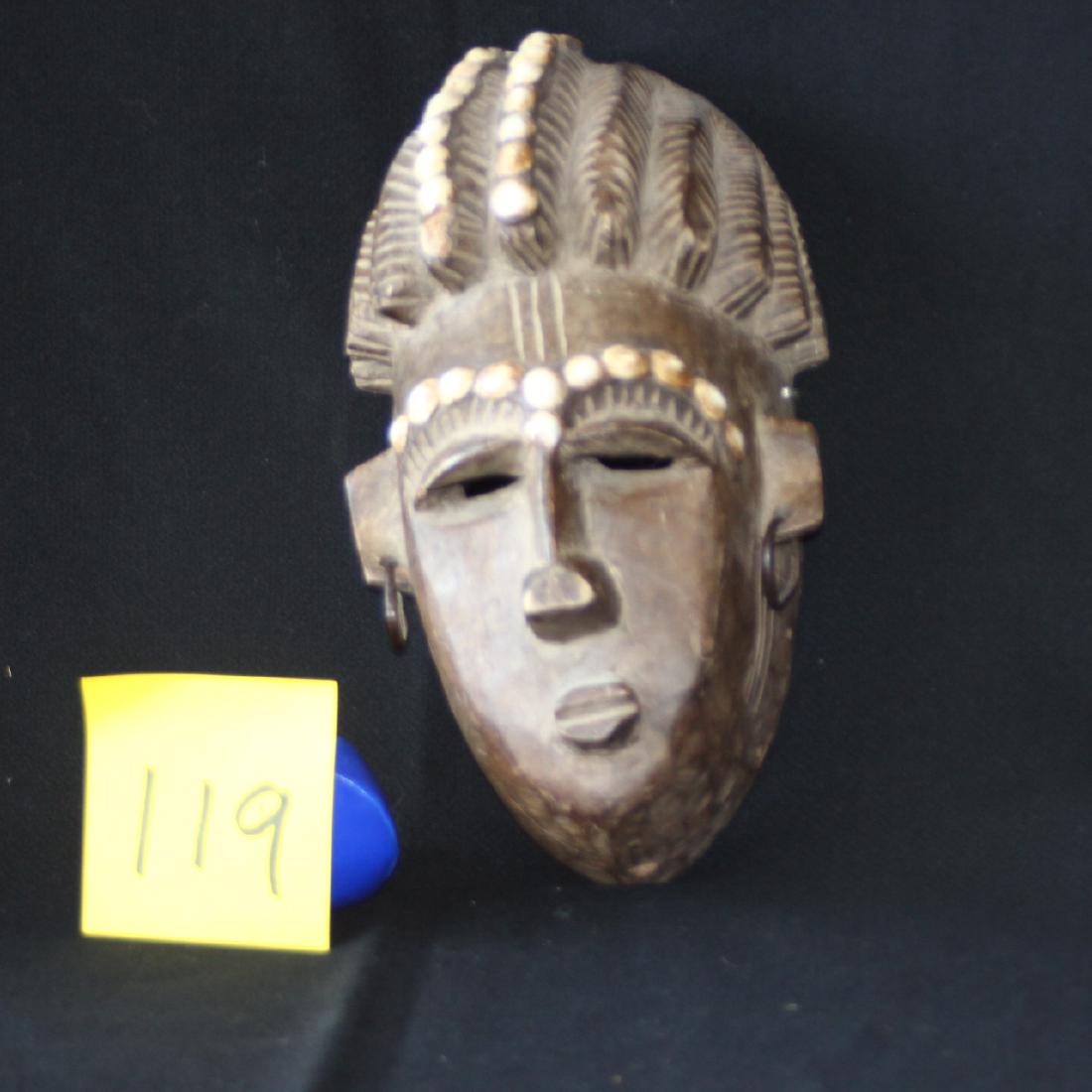 African Carved Wood Mask Mali Bambara Dogon Shells (1 of 3)