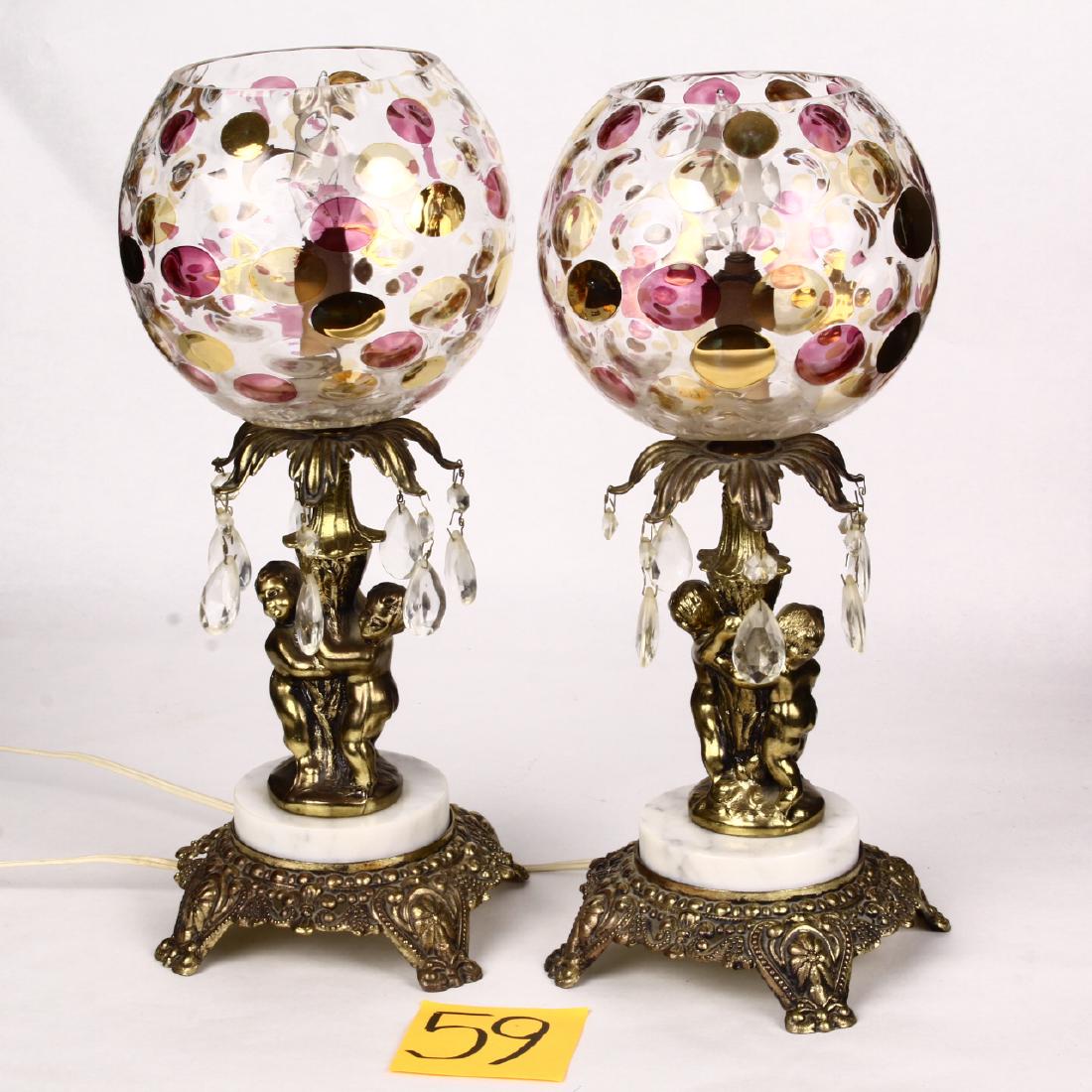 Pair Cherub Lamps w/ Prisms & Borske Sklo Union Nemo (1 of 1)