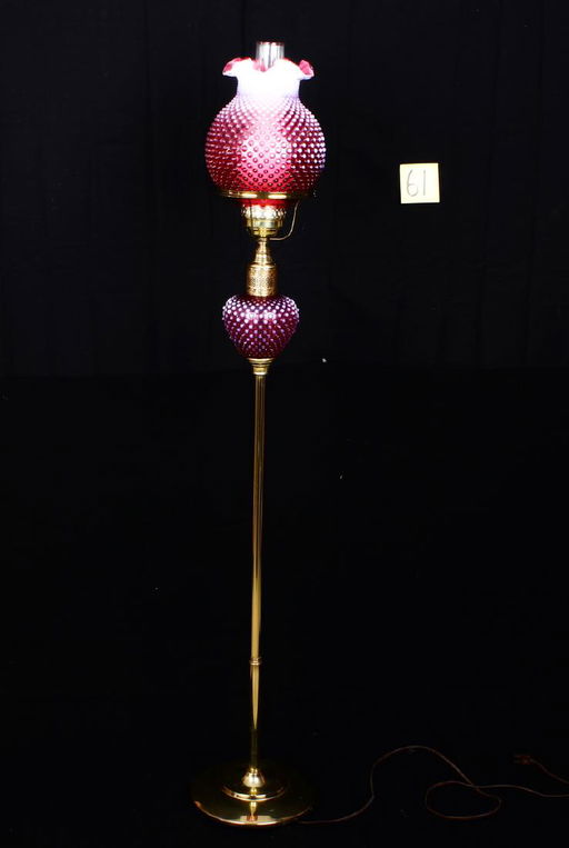 Fenton Art Glass Floor Lamp Cranberry Opalescent