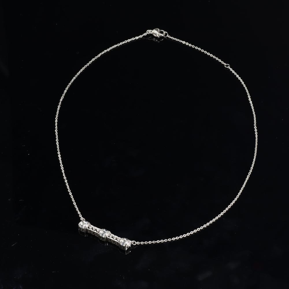 Judith Ripka Sterling Silver CZ Necklace: Thailand 925 Sterling silver necklace with CZ L-18 inches wt. 7 grams