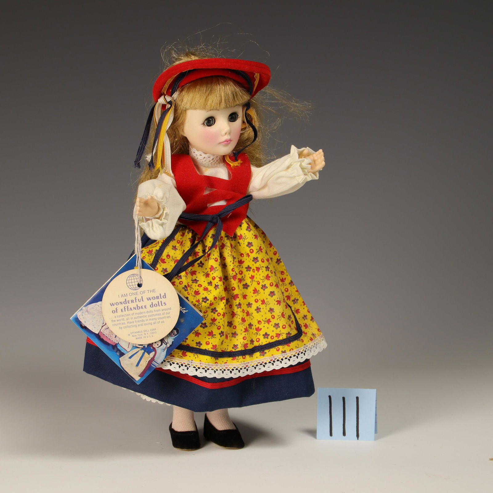 Vintage Effanbee Porcelain Doll: Miss Poland 11 in tall jointed limbs original dress