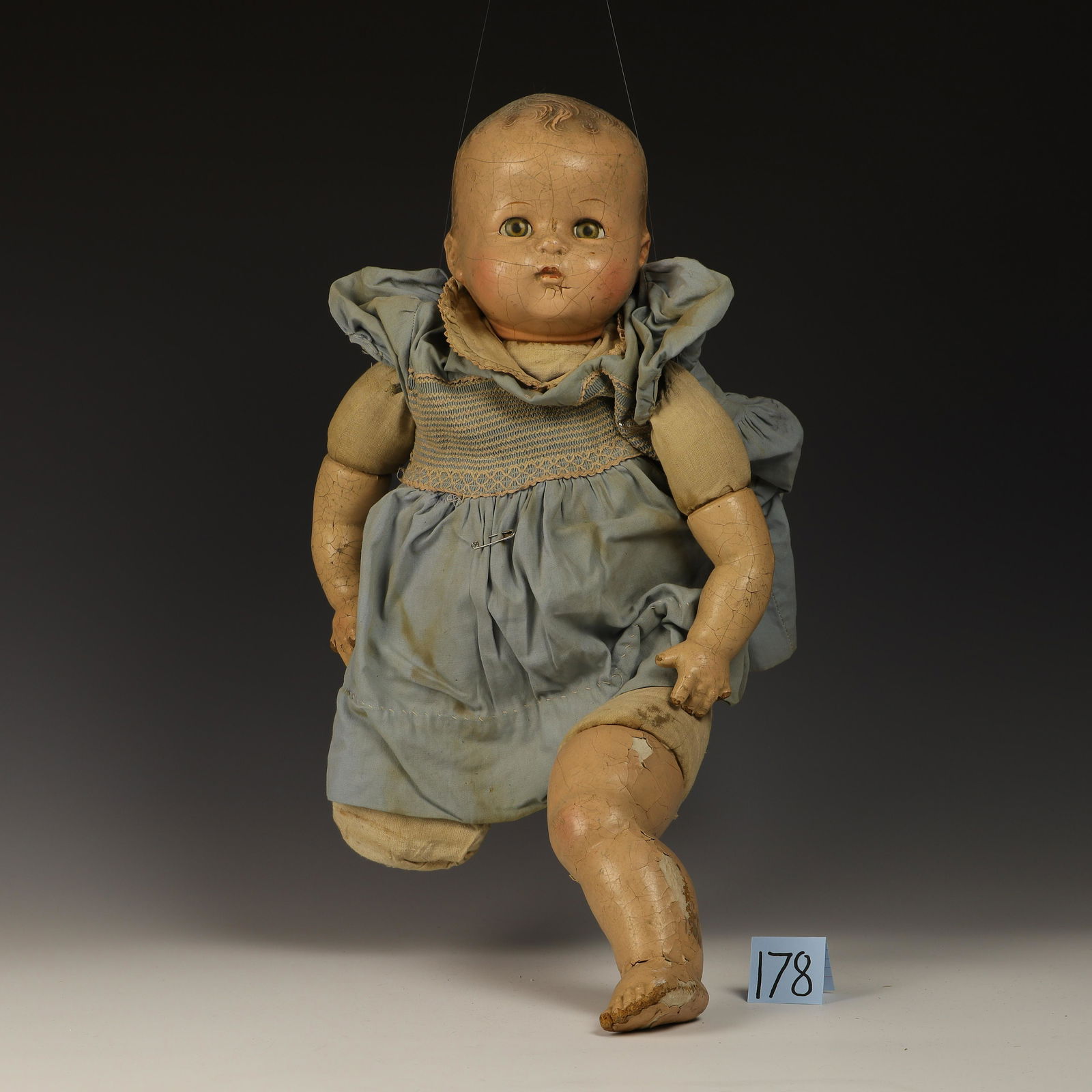 Antique Ideal Composite Baby Doll: Missing lower limb broken hand 23 in tall