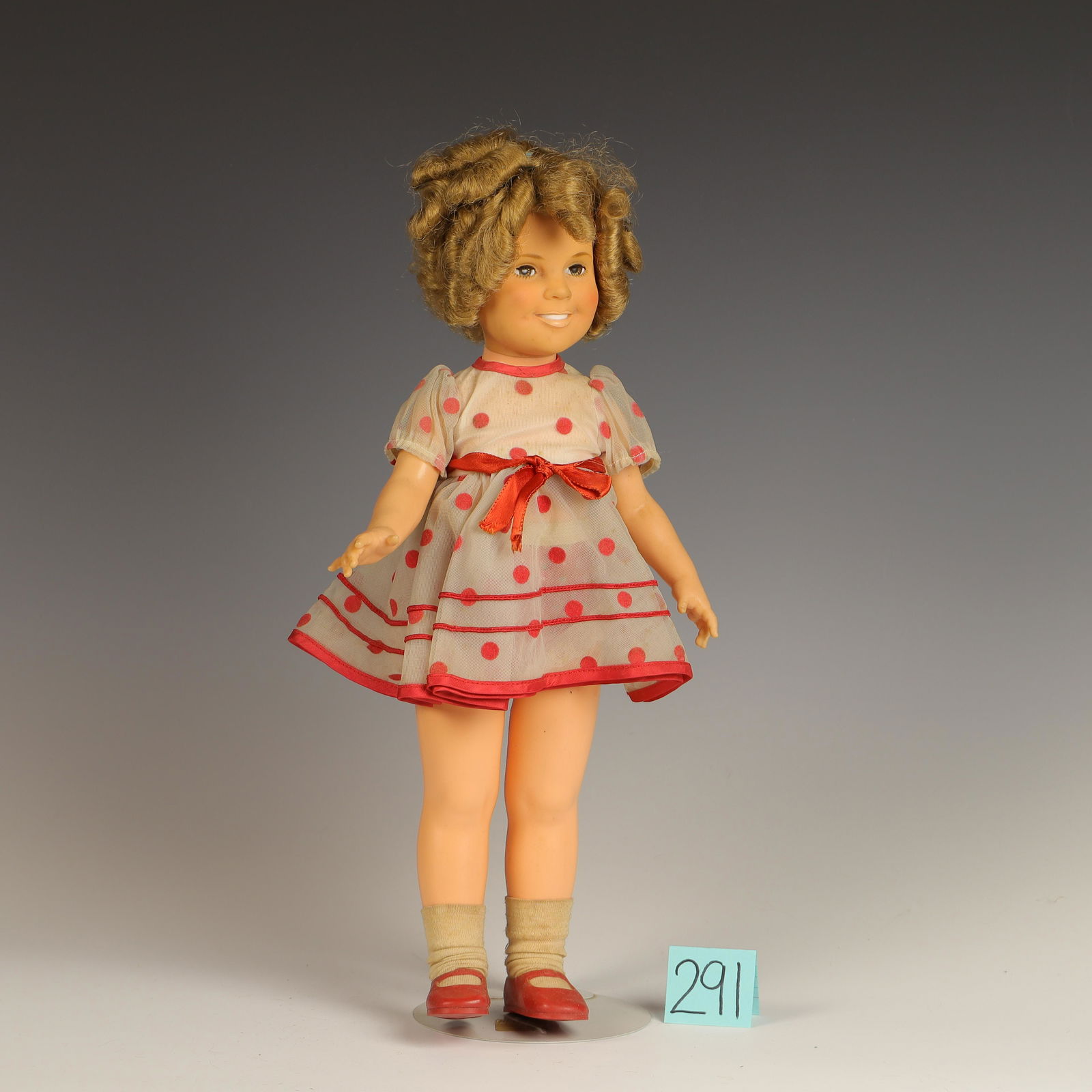 Vintage 1972 Shirley Temple Ideal Doll: Signed 1972 Ideal Toy Corp Hong Kong marked st-14-h-213 comes with a stand is plastic and stands 16 in tall