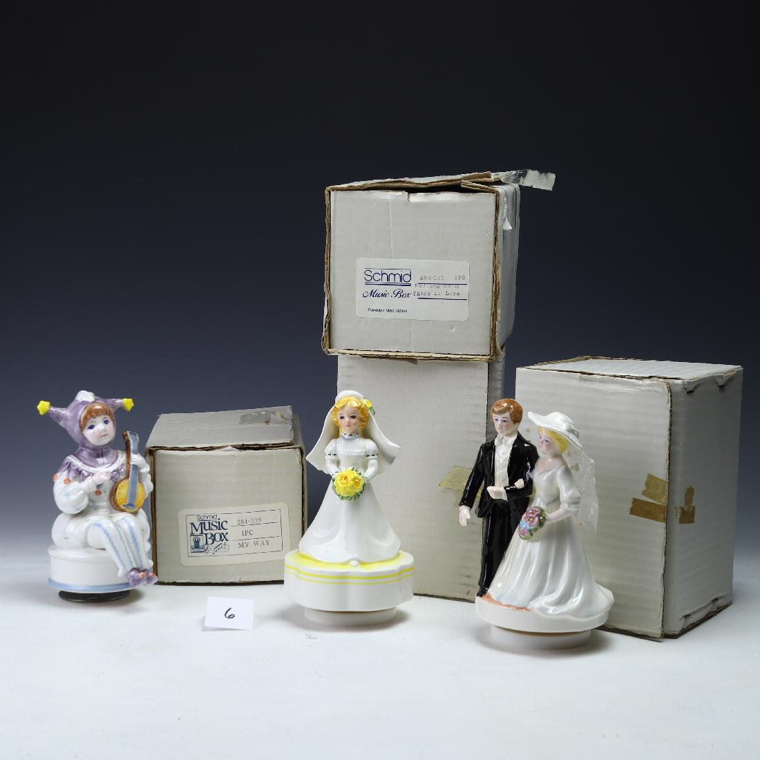 Vintage Schmid Porcelain Music Boxes: Vintage Schmid Porcelain handpainted Music Boxes 4 pieces, untested