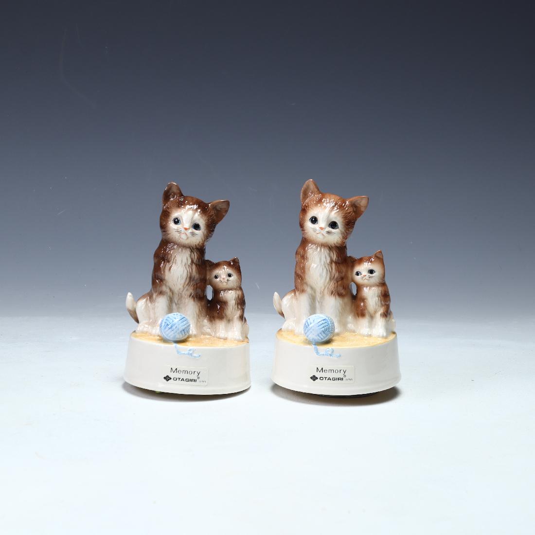 Two Otagiri Japan Porcelain Music Boxes: Two Otagiri Japan Porcelain Music Boxes, 6” tall cat theme, untested