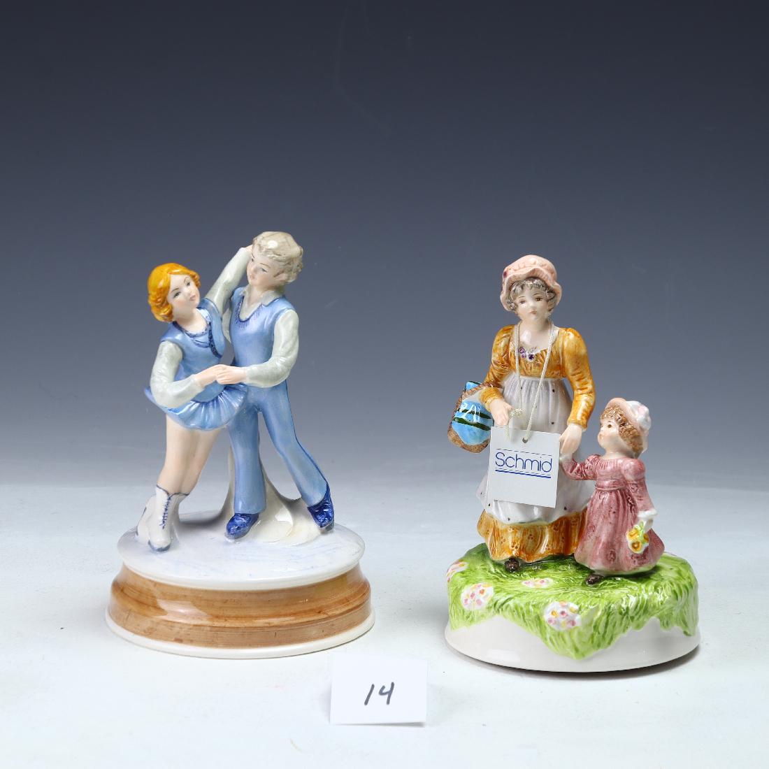 Two Vintage Schmid Music Boxes 7â€ tall: Two Vintage Schmid Porcelain Music Boxes 7” tall, untested
