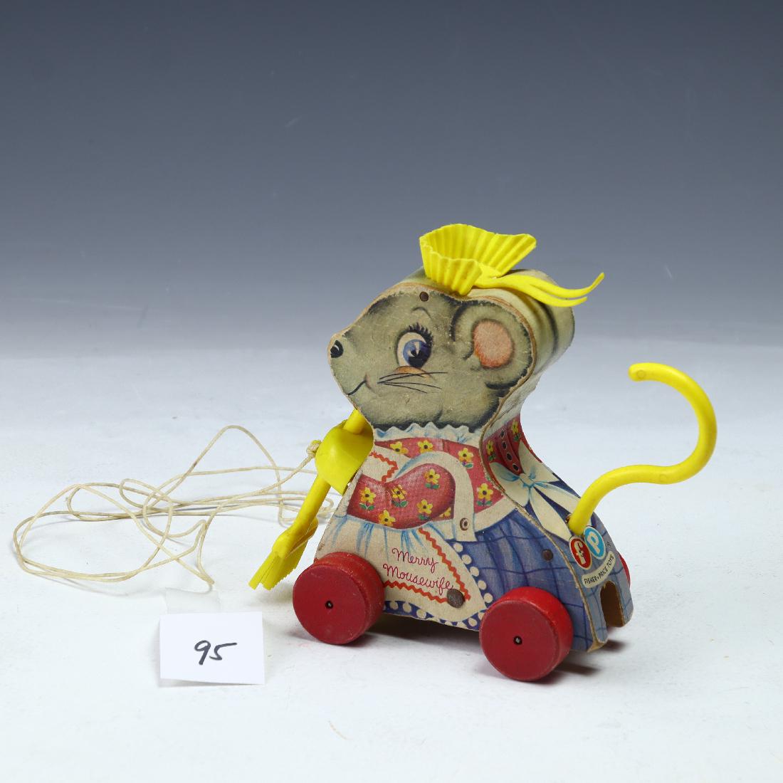 Vintage Fisher Price 1962 Merry Mouse wife Pull Along Toy: Vintage Fisher Price 1962 Merry Mouse wife Pull Along Toy