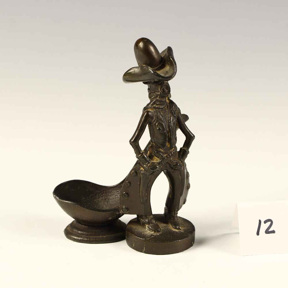 Vintage bronze cowboy pipe holder (1 of 5)