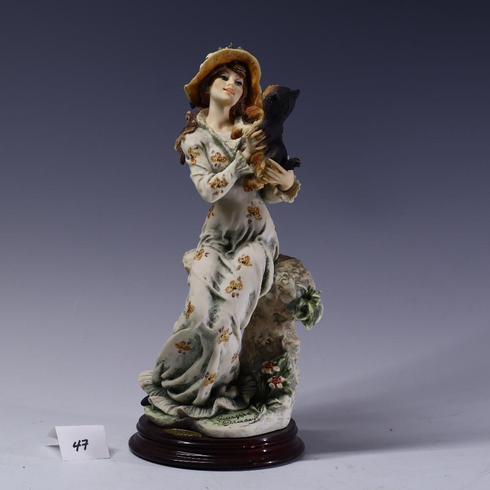 Signed Giuseppe Armani Sculpture of a Victorian Lady with a Dog: Signed Giuseppe Armani Sculpture of a Victorian Lady with a Dog 12” tall