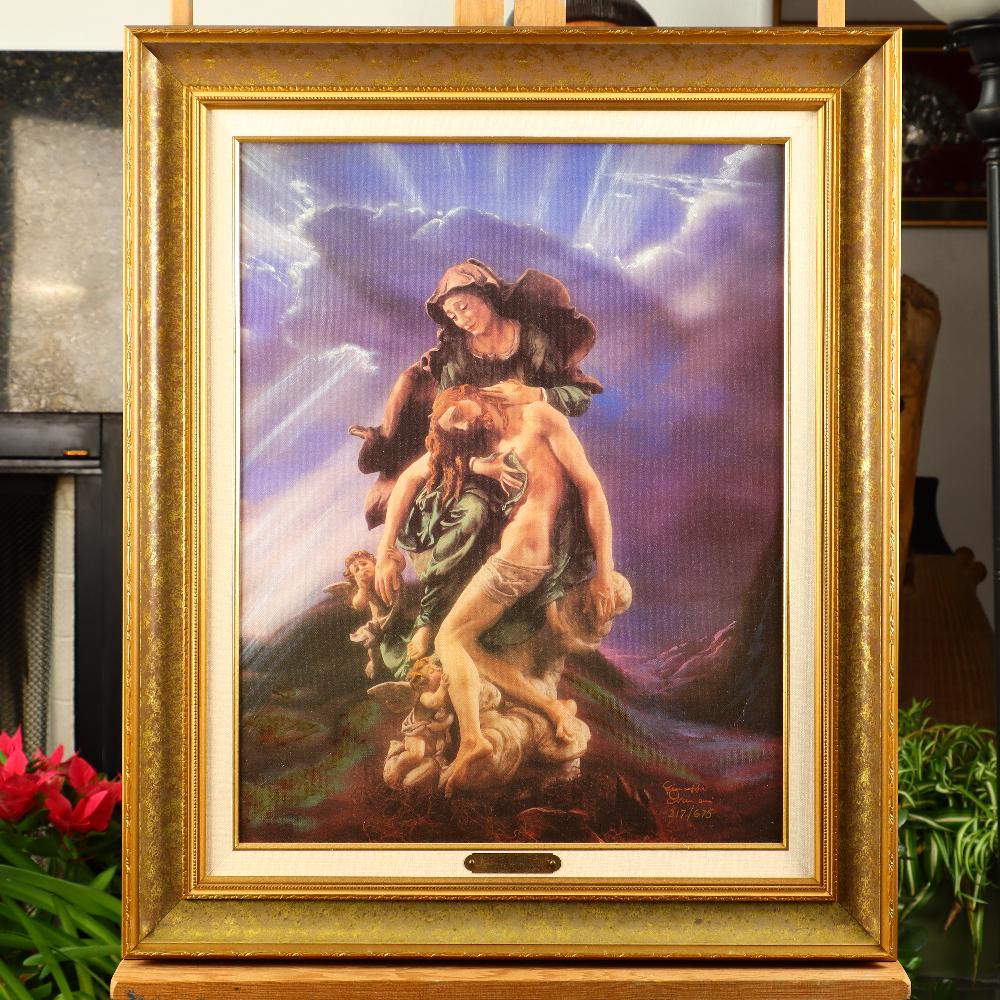 Signed Giuseppe Armani and numbered 217/675 La Pieta on canvas: Signed Giuseppe Armani and numbered 217/675 La Pieta on canvas