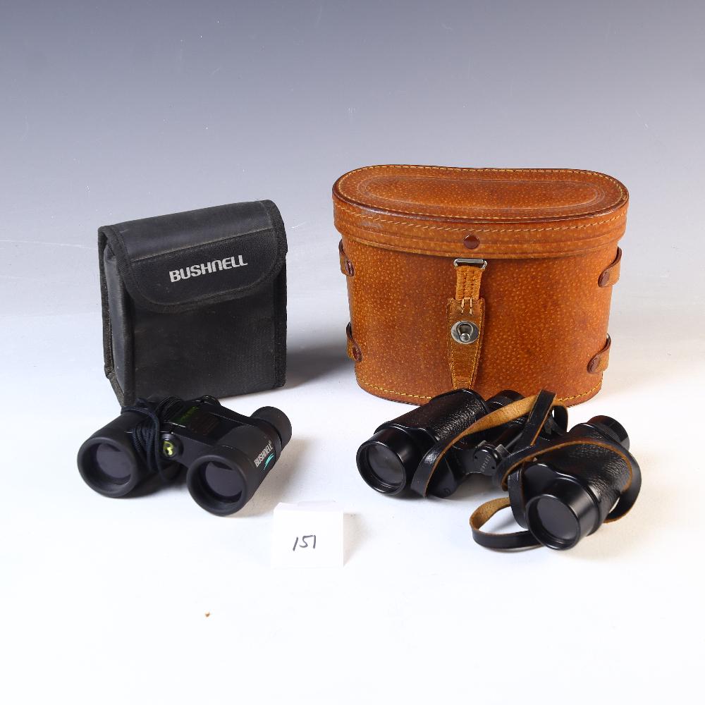 Vintage Binoculars Germany Leather Case And Bushnell Binoculars