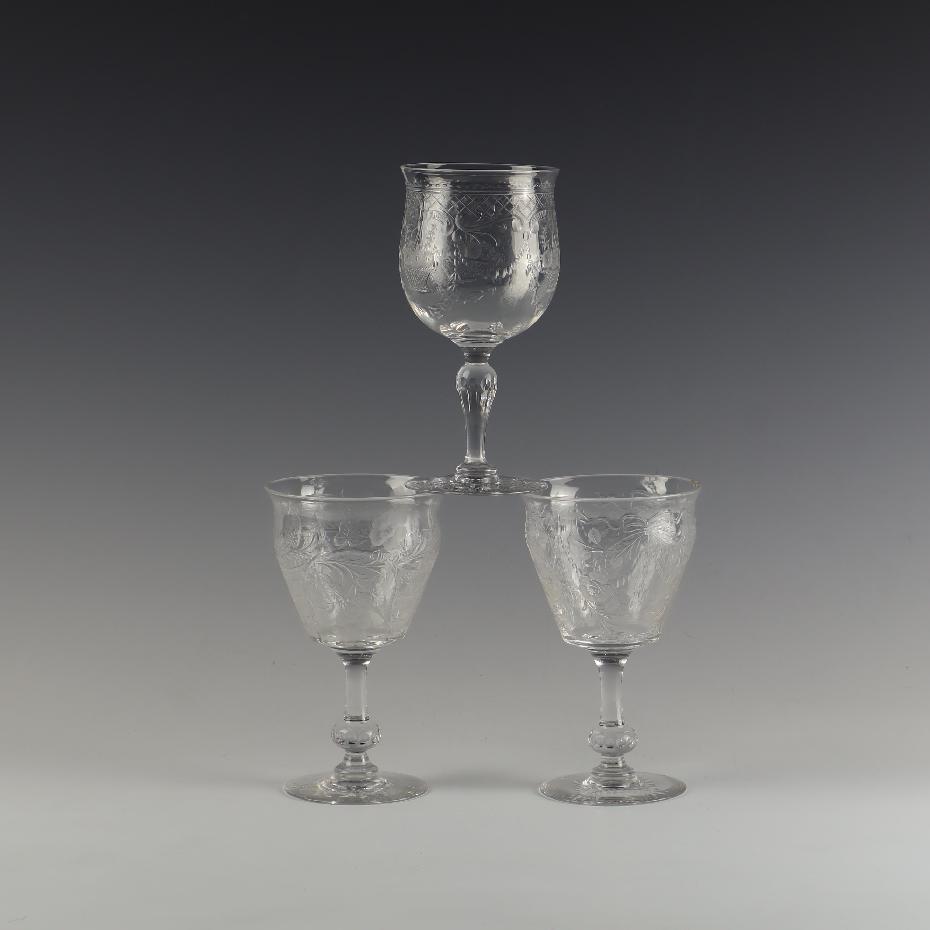 Lot of 3 fine crystal hightly detailed stemware (1 of 3)