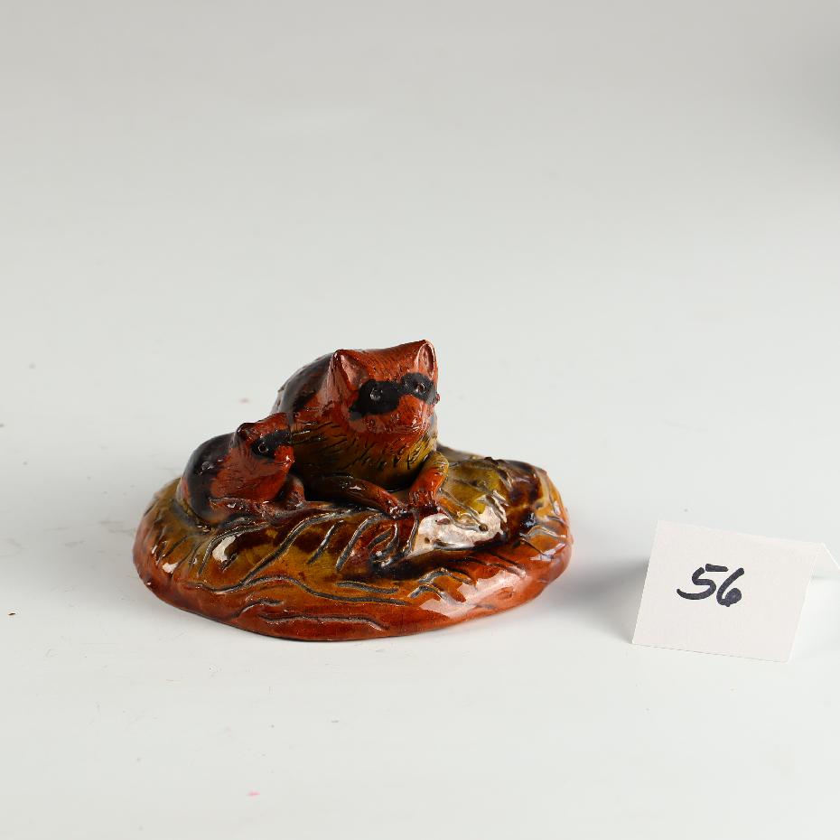 Breininger redware raccoons sculpture dated 1984 (1 of 4)