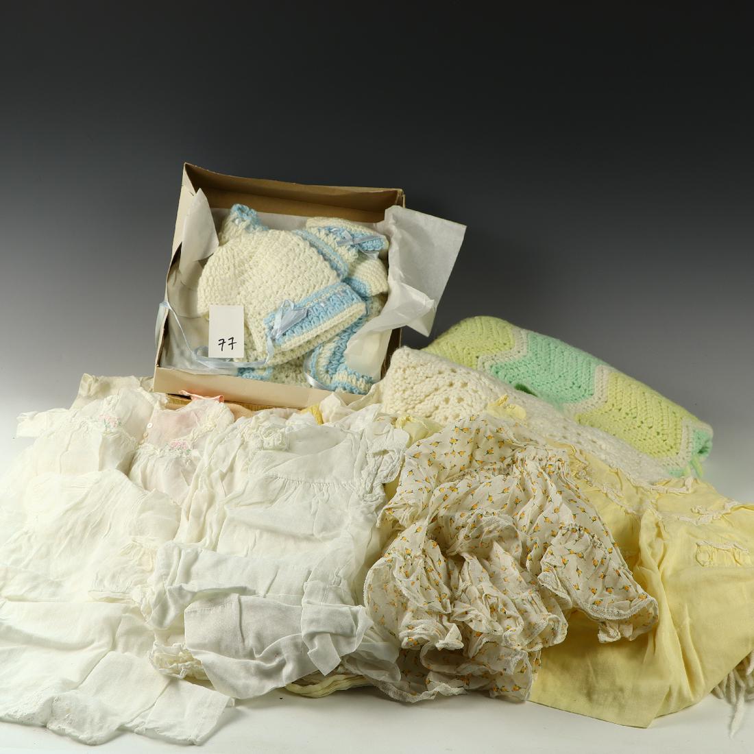 Lot of vintage baby clothes and blankets: Lot of vintage baby clothes and blankets