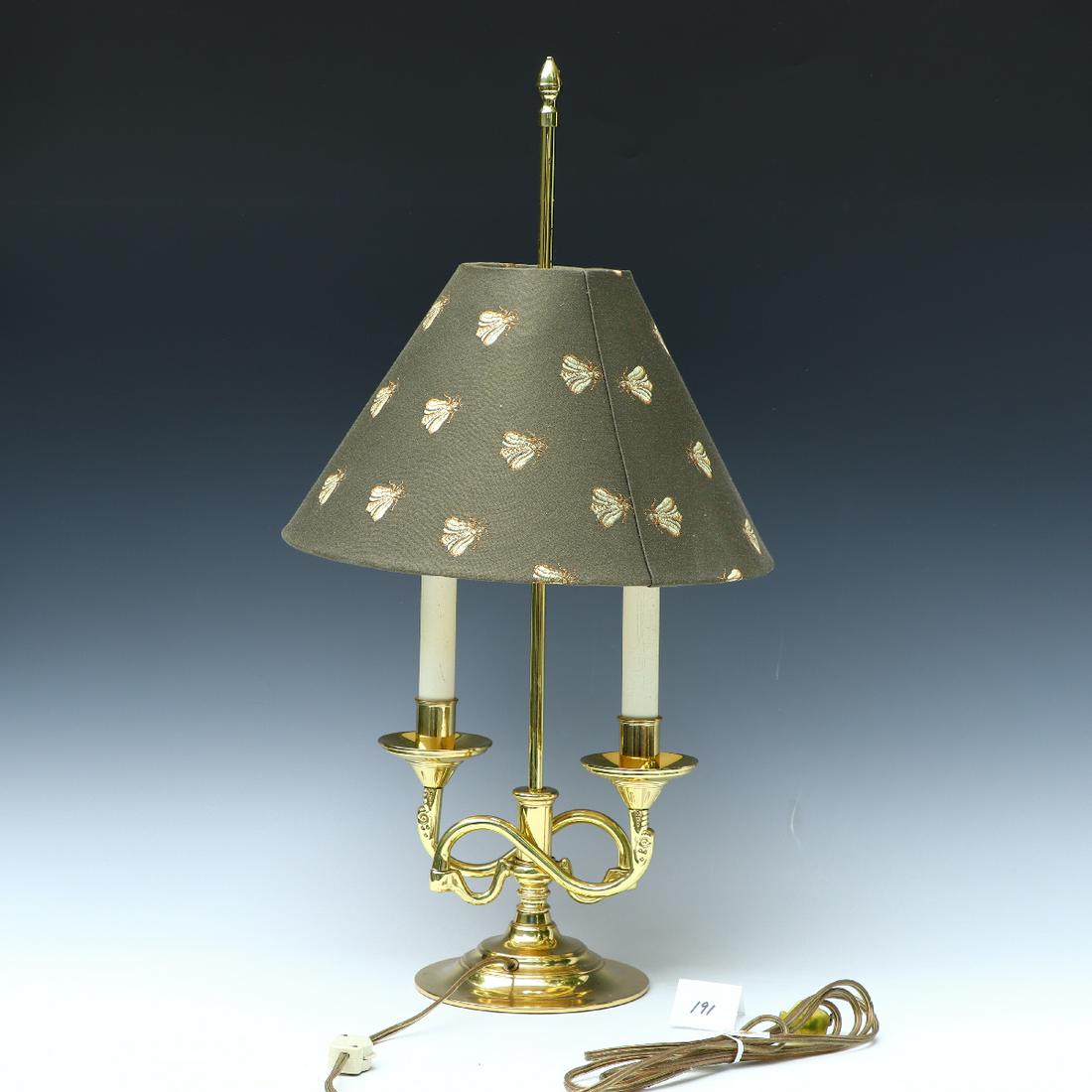 Vintage Baldwin Brass Table Lamp with a vintage Frederick Cooper Olive Bee shade (1 of 3)