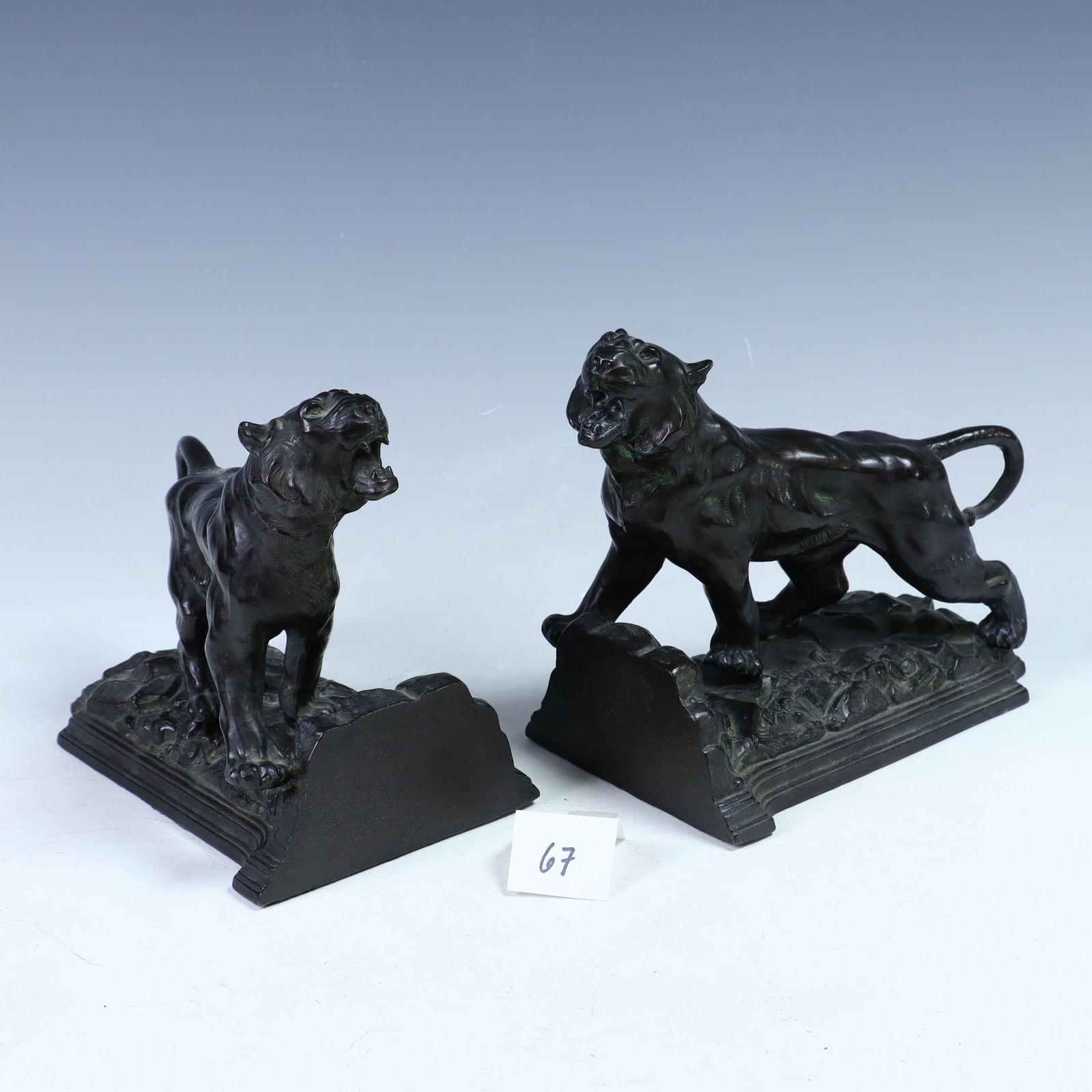 Antique bronze lion sculpture heavy bookends (1 of 1)