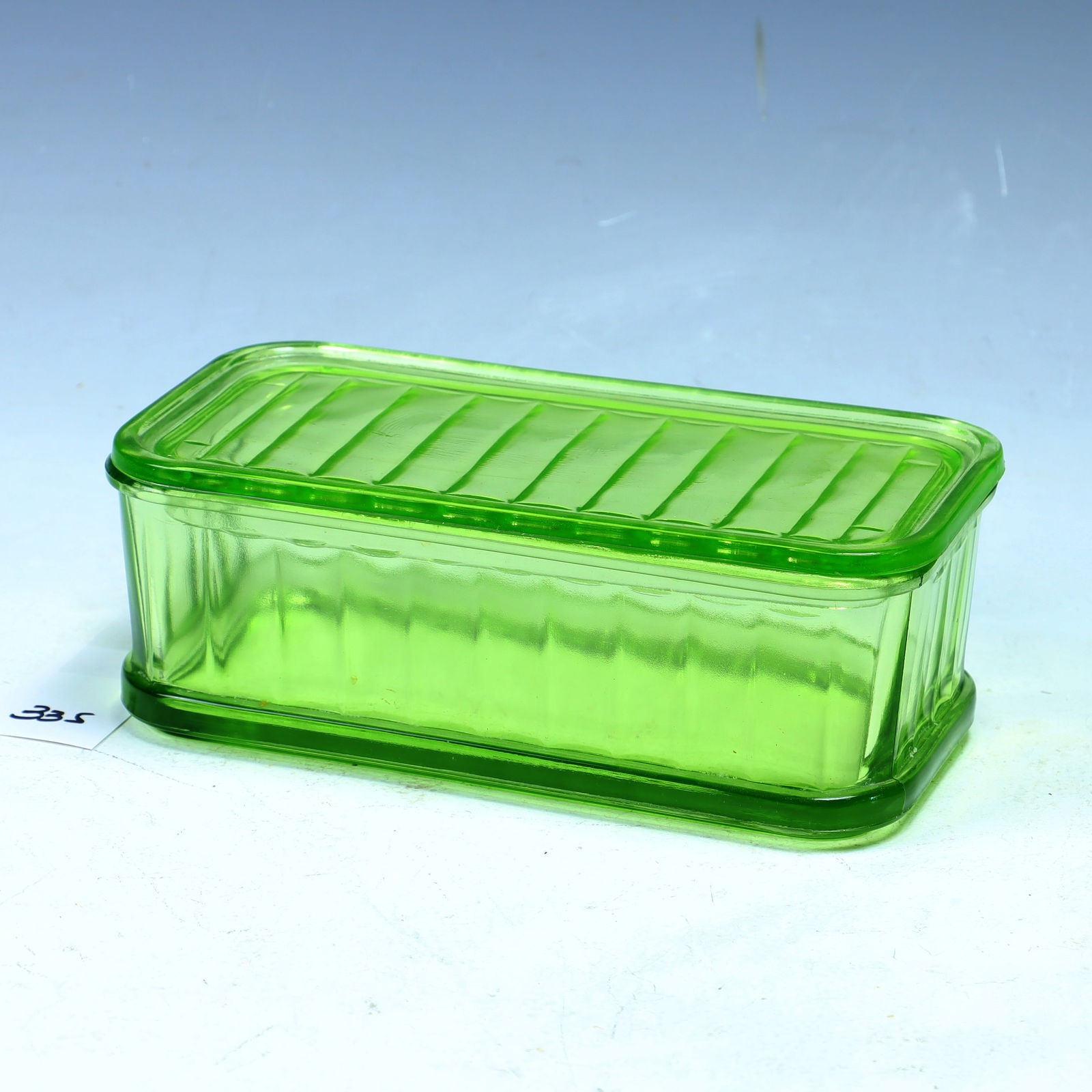 Vintage rectangular Uranium glass refrigerator box (1 of 3)