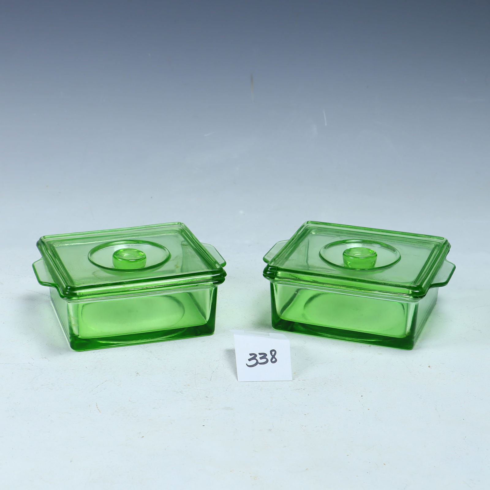 Two vintage Uranium refrigerator glass boxes (1 of 3)