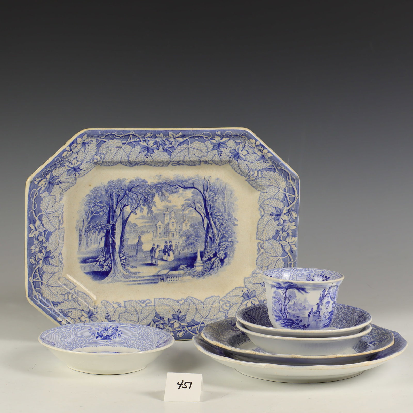 Rossell Ironstone and Shelton Vista made in England blue and white ware: Rossell Ironstone and Shelton Vista F.M. & Co made in England blue and white ware