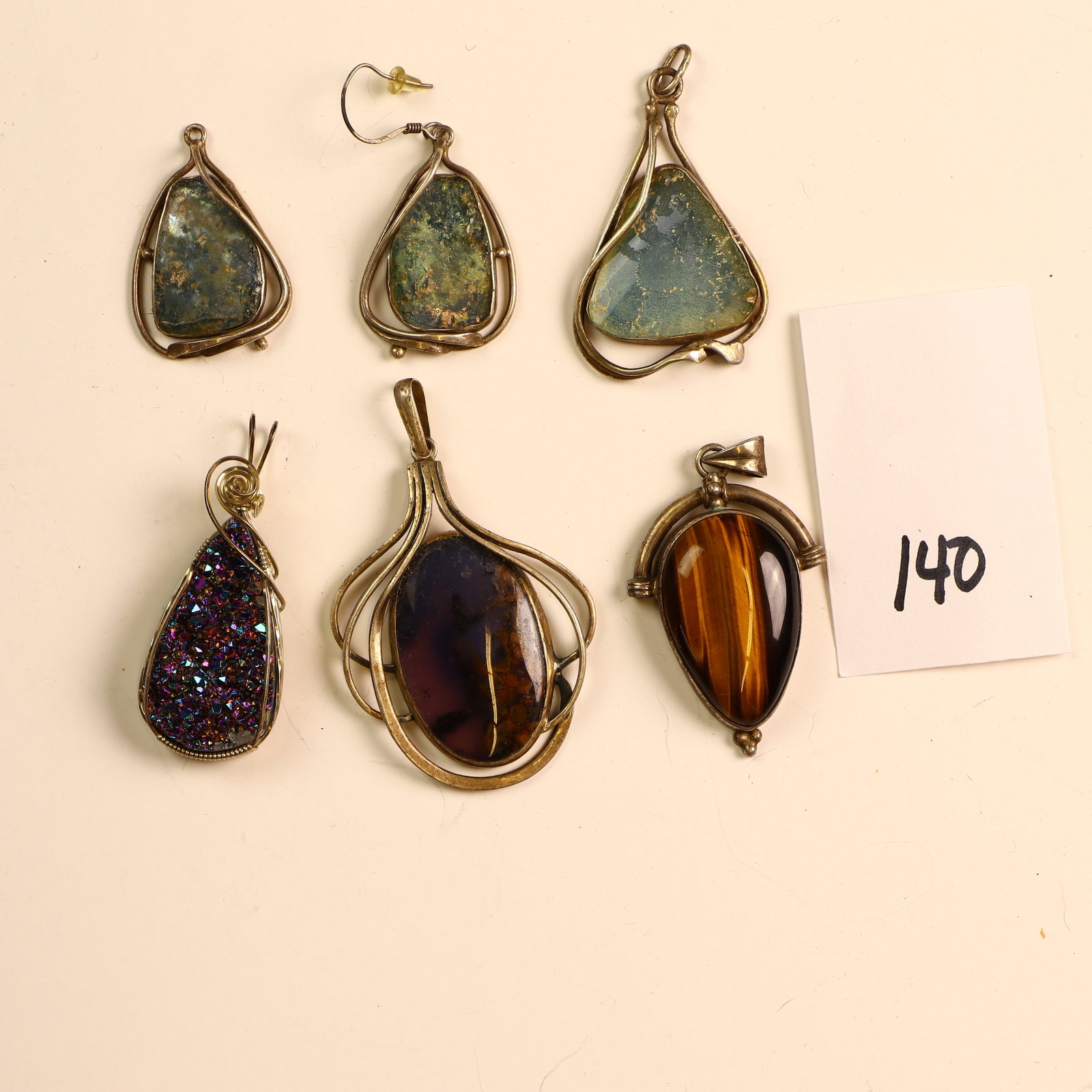 Sterling silver stone pendants and earrings no hooks: Sterling silver stone pendants and earrings no hooks