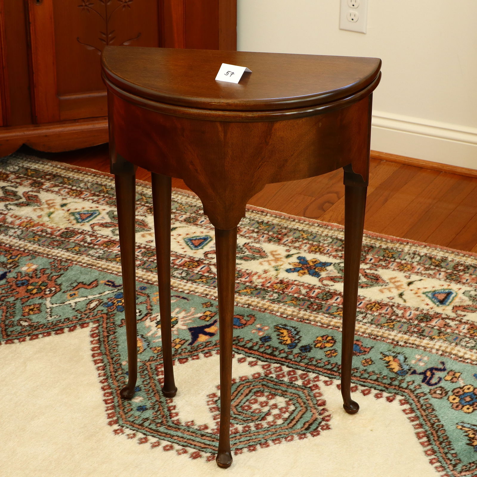 Antique round or half wooden table (1 of 4)