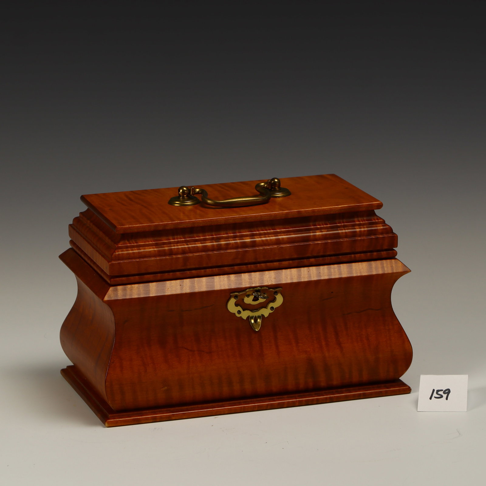 Ira H. Lesher Marion, Pa Tiger Maple jewelry chest: Ira H. Lesher Marion, Pa Tiger Maple jewelry chest 10 inches wide, 9 inches depth, 6.5 inches tall